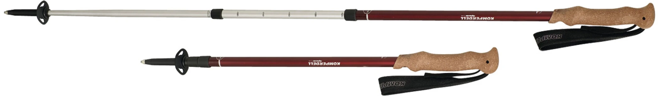 Komperdell Highlander Cork Wandelstokken, Rood/zilver 3 Komperdell Highlander Cork Wandelstokken, Rood/zilver