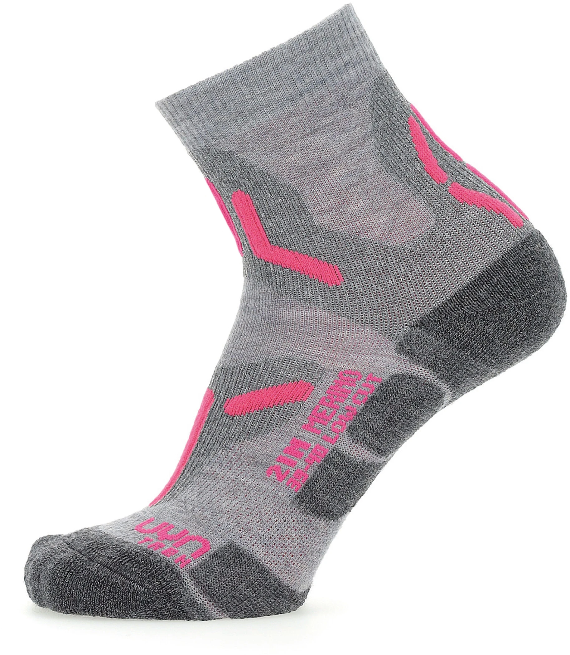 UYN Trekking 2in Merino Laag Uitgesneden Sokken Dames, Grijs/roze 3 UYN Trekking 2in Merino Laag Uitgesneden Sokken Dames, Grijs/roze